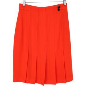 Laurel Skirt Womens 8 US 38 EU Red Orange Wool Pleated Lined Zip Vintage New